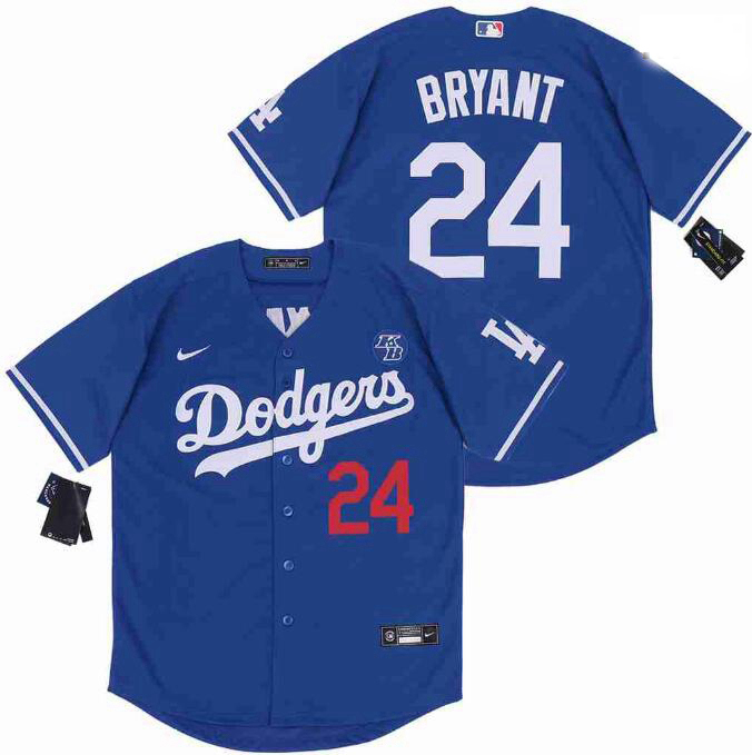 Men Dodgers 24 Kobe Bryant Blue Cool Base Stitched MLB Jersey