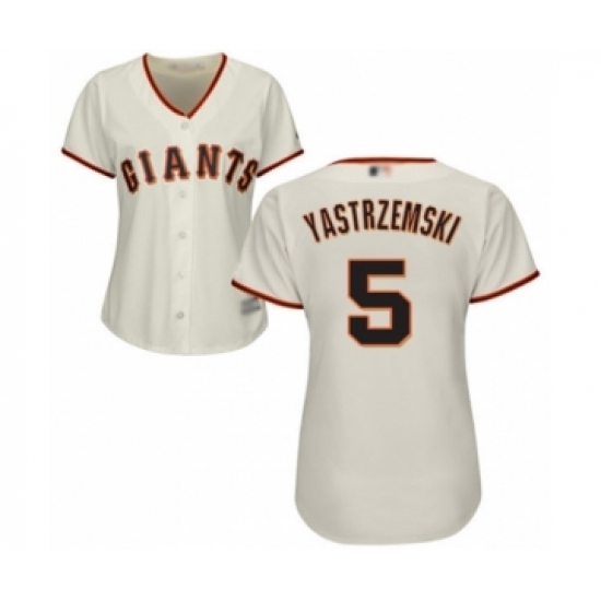 Women's San Francisco Giants #5 Mike Yastrzemski Authentic Cream Home Cool Base Baseball Player Jers