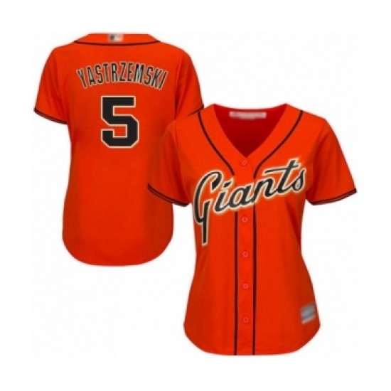 Women's San Francisco Giants #5 Mike Yastrzemski Authentic Orange Alternate Cool Base Baseball Playe