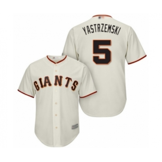 Men San Francisco Giants #5 Mike Yastrzemski Authentic Cream Home Cool Base Baseball Player Jersey