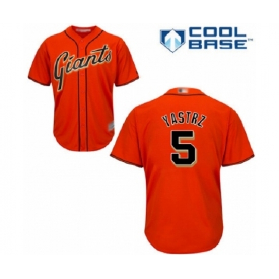 Men San Francisco Giants #5 Mike Yastrzemski Authentic Orange Alternate Cool Base Baseball Player Je