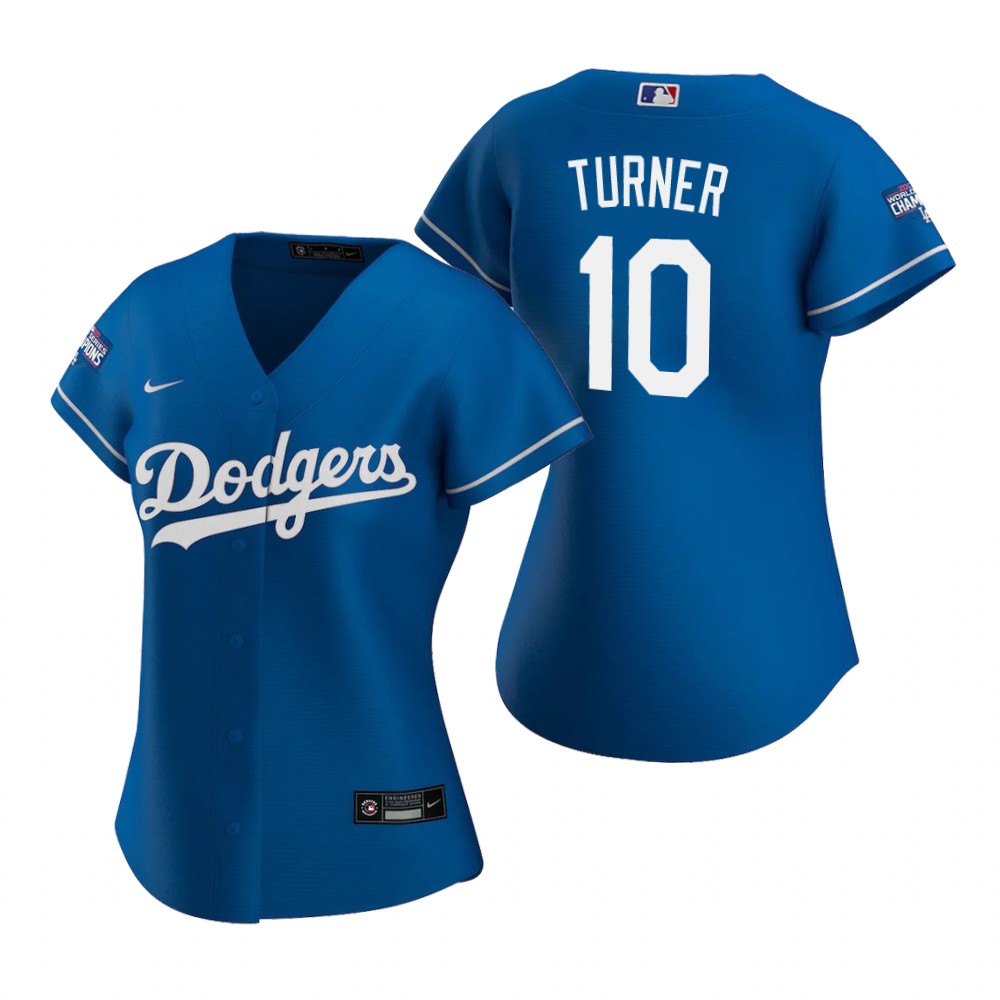 Women Los Angeles Dodgers 10 Justin Turner Royal 2020 World Seri