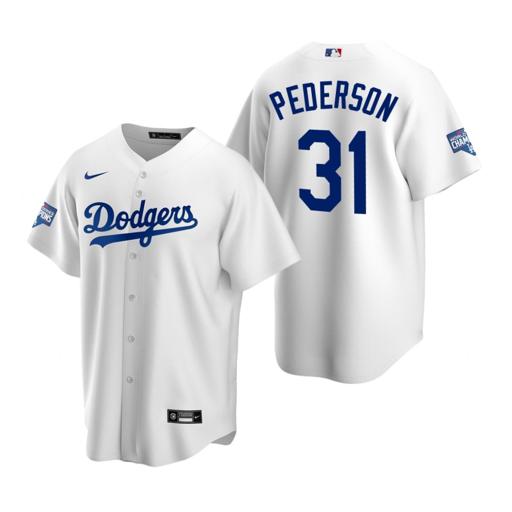 Youth Los Angeles Dodgers 31 Joc Pederson White 2020 World Serie