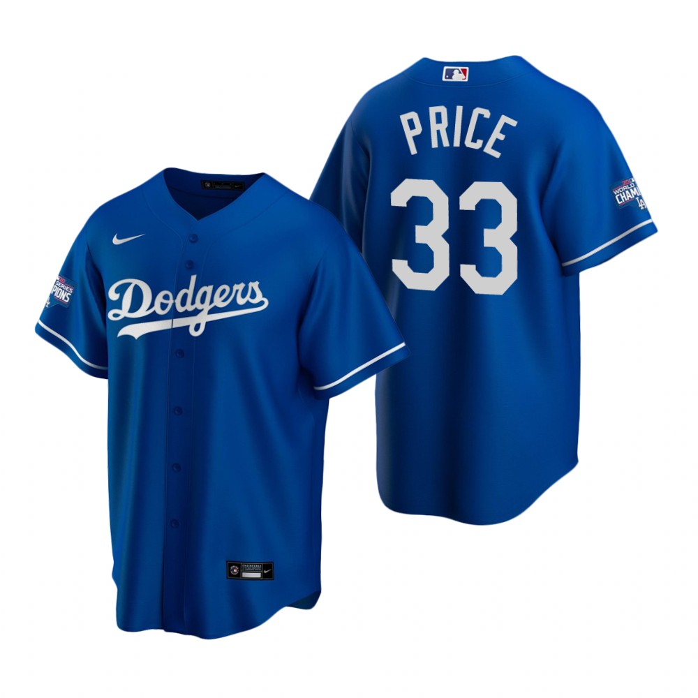 Youth Los Angeles Dodgers 33 David Price Royal 2020 World Series