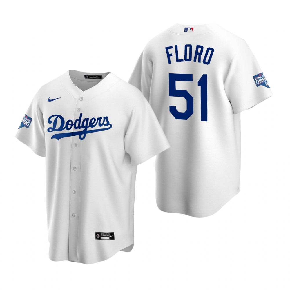 Youth Los Angeles Dodgers 51 Dylan Floro White 2020 World Series