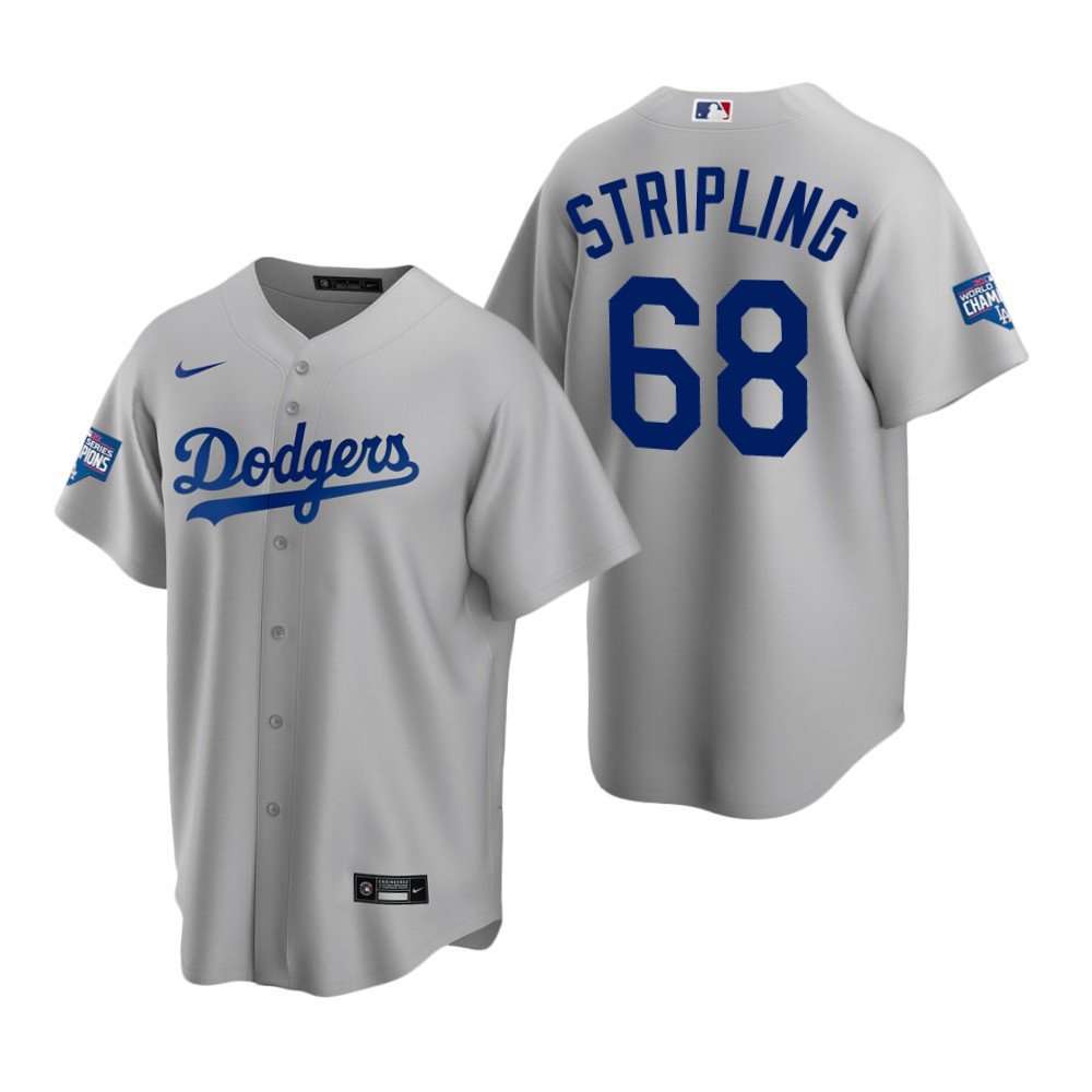 Youth Los Angeles Dodgers 68 Ross Stripling Gray 2020 World Seri
