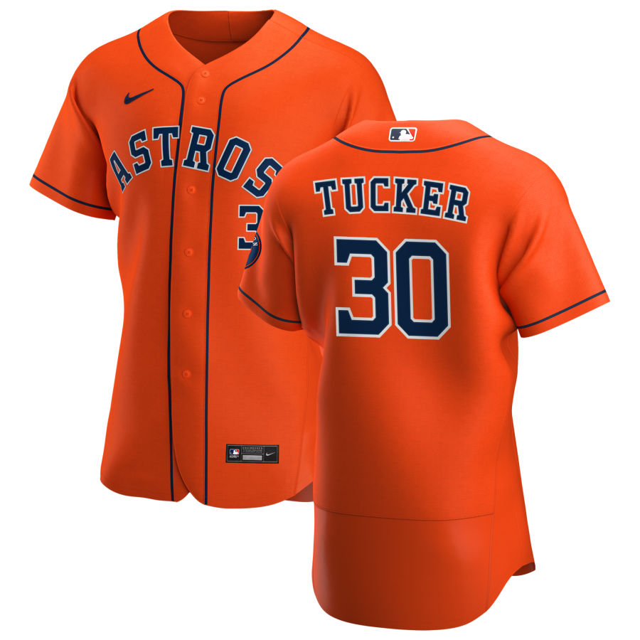 Men Houston Astros 30 Kyle Tucker Men Nike Orange Alternate 2020 Flex Base Team MLB Jersey