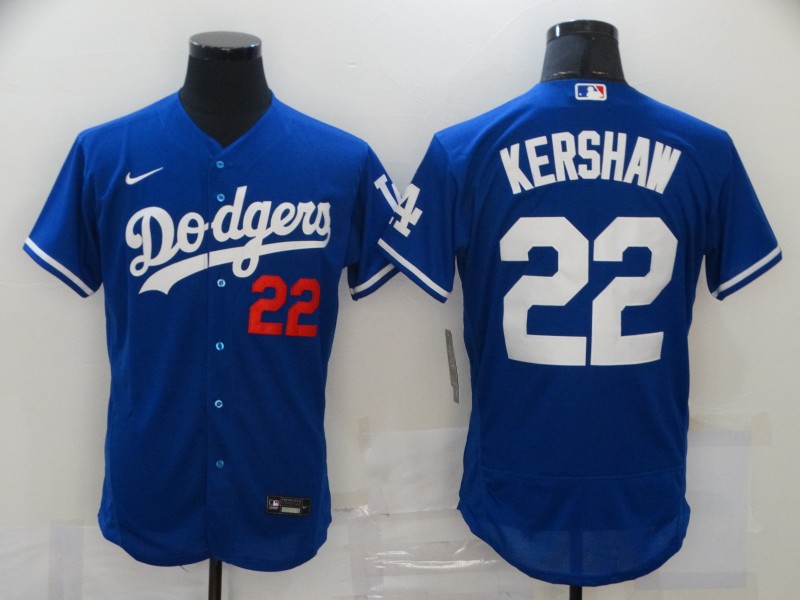 Men Los Angeles Dodgers 22 Clayton Kershaw Royal 2020 Nike Flexbase Jersey