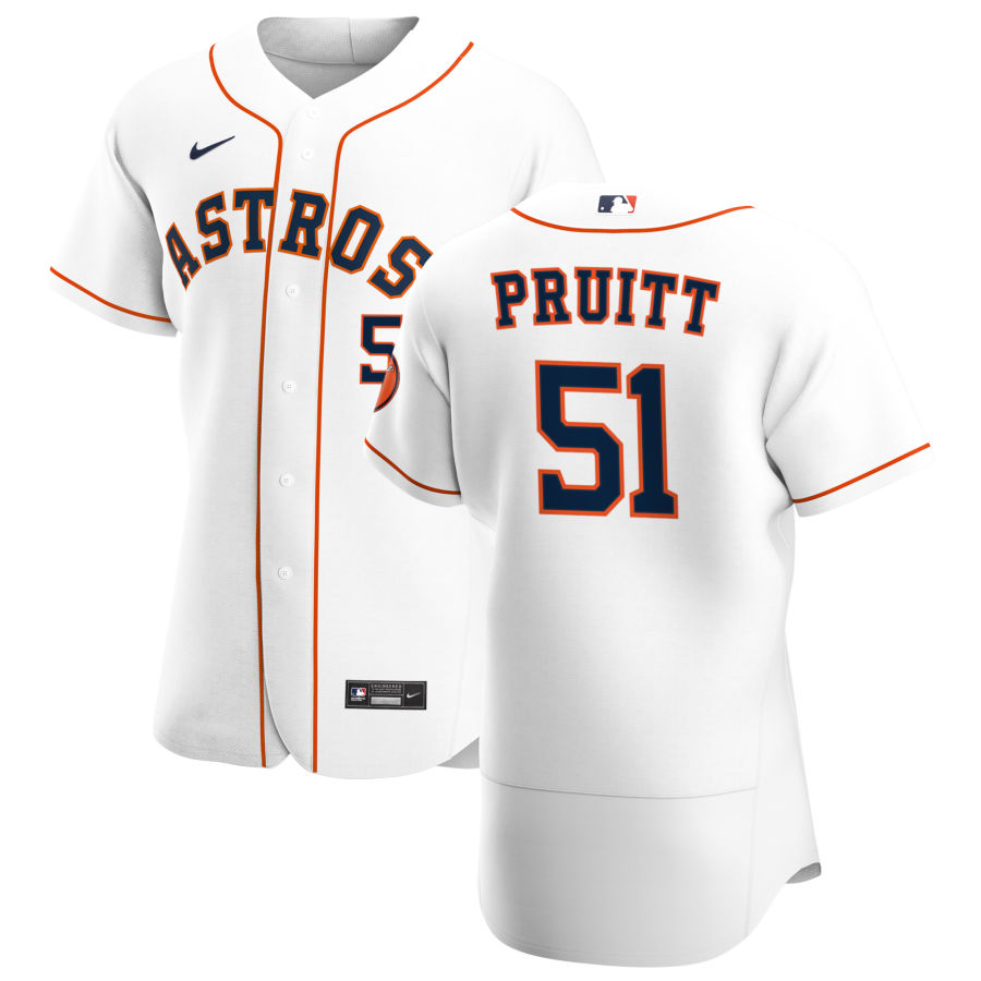 Men Houston Astros 51 Austin Pruitt Men Nike White Home 2020 Flex Base Player MLB Jersey