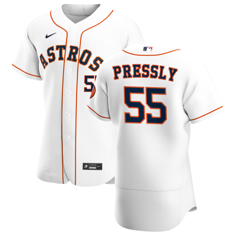 Men Houston Astros 55 Ryan Pressly Men Nike White Home 2020 Flex