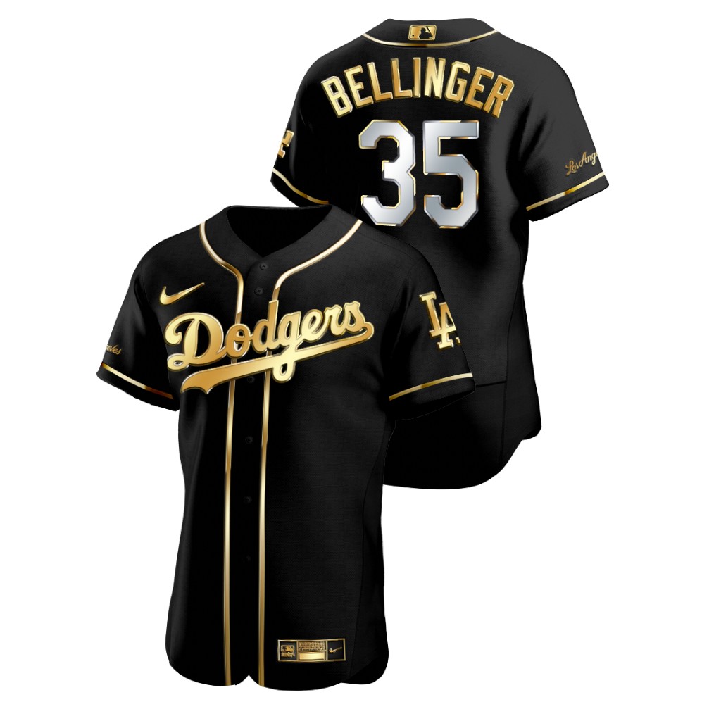 Men Los Angeles Dodgers 35 Cody Bellinger Black Gold 2020 Nike F