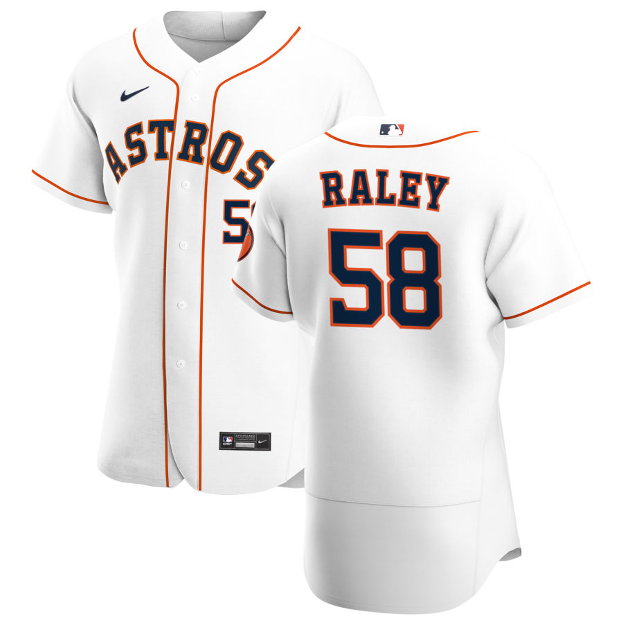 Men Houston Astros 58 Brooks Raley Men Nike White Home 2020 Flex Base Player MLB Jersey