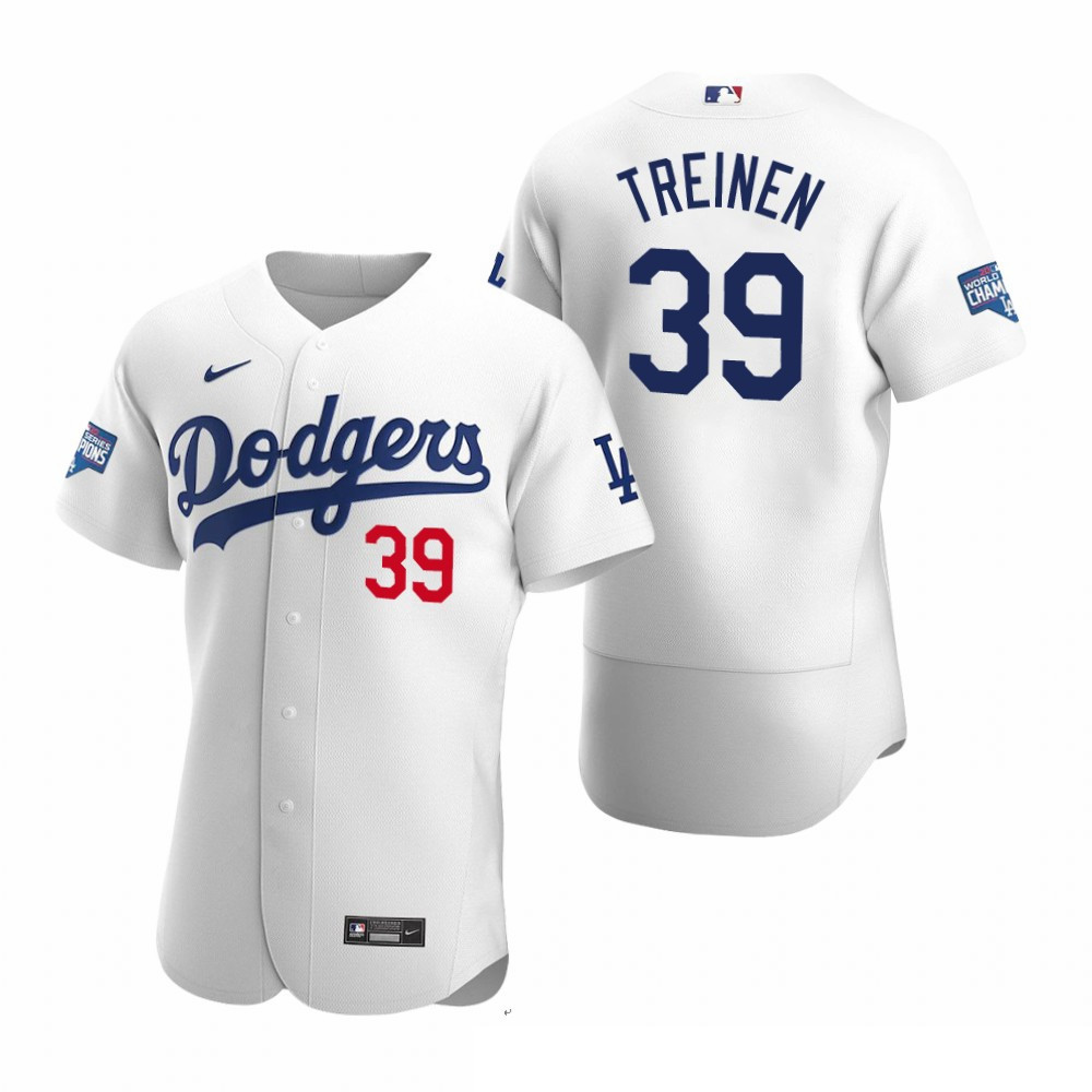 Men Los Angeles Dodgers 39 Blake Treinen White 2020 World Series