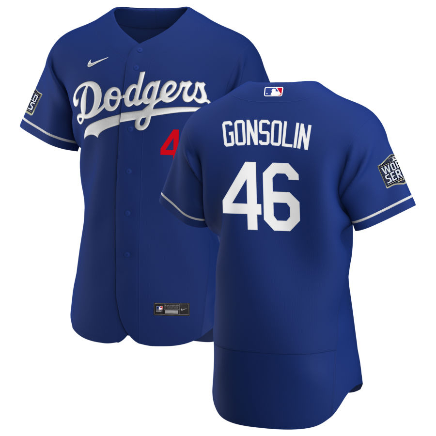 Men Los Angeles Dodgers 46 Tony Gonsolin Men Nike Royal Alternate 2020 World Series Bound Flex Base 