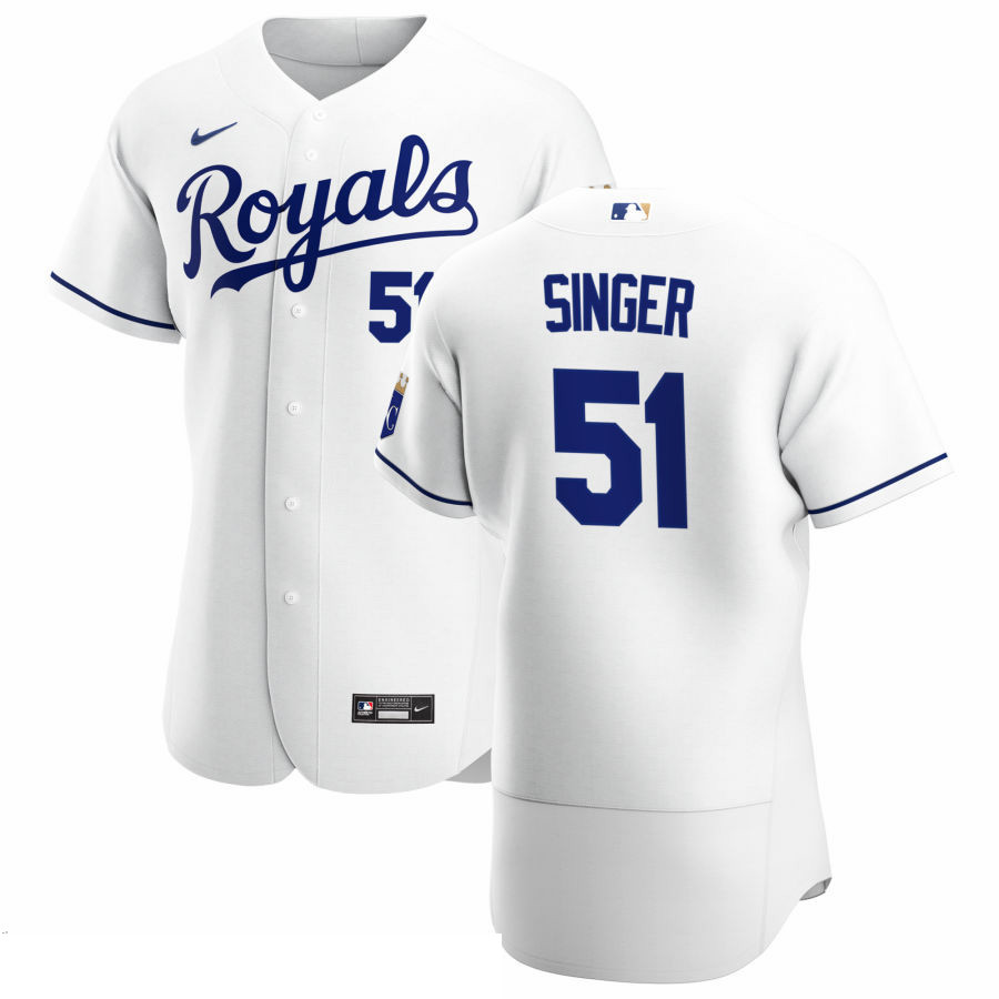 Men Kansas City Royals 51 Brady Singer Men Nike White Home 2020 Flex Base Player MLB Jersey