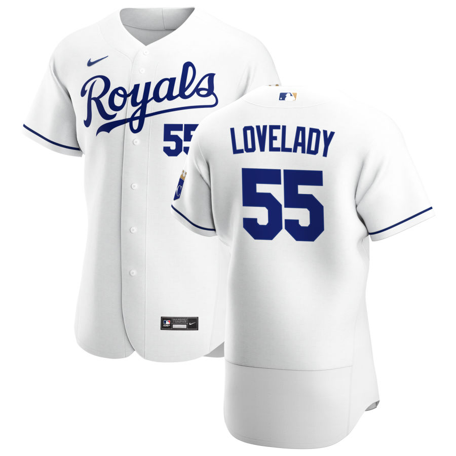 Men Kansas City Royals 55 Richard Lovelady Men Nike White Home 2020 Flex Base Player MLB Jersey