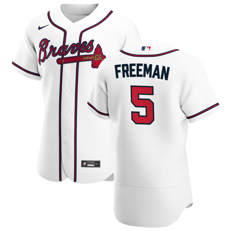 Men Atlanta-Atlanta Braves--235-Freddie-Freeman-Men-27s-Nike-White-Home-2020-Flex Base-Player-MLB-Je