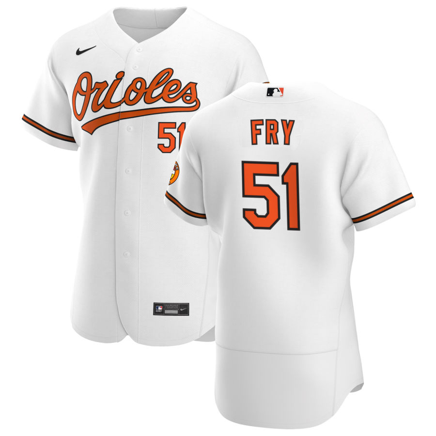 Men Baltimore Orioles 51 Paul Fry Men Nike White Home 2020 Flex Base Player MLB Jersey