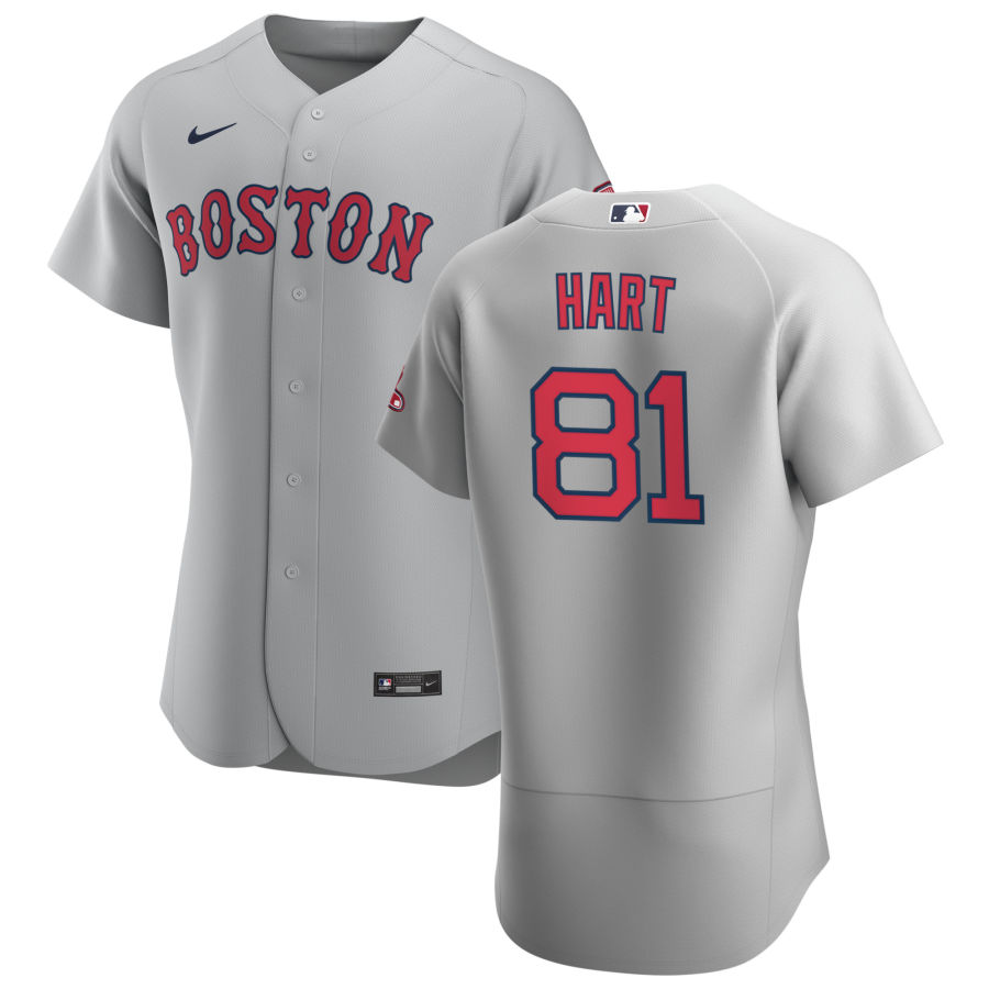 Men Boston Red Sox 81 Kyle Hart Men Nike Gray Road 2020 Flex Base Team MLB Jersey