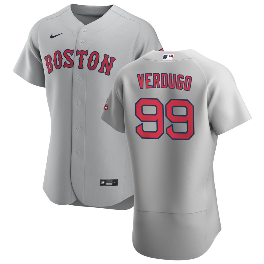 Men Boston Red Sox 99 Alex Verdugo Men Nike Gray Road 2020 Flex Base Team MLB Jersey