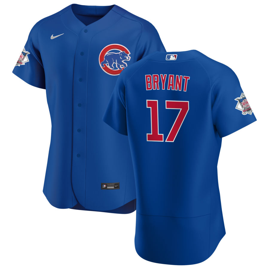 Men Chicago Cubs 17 Kris Bryant Men Nike Royal Alternate 2020 Flex Base Player Jersey