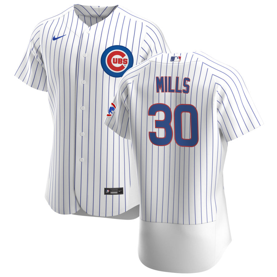 Men Chicago Cubs 30 Alec Mills Men Nike White Home 2020 Flex Base Player Jersey