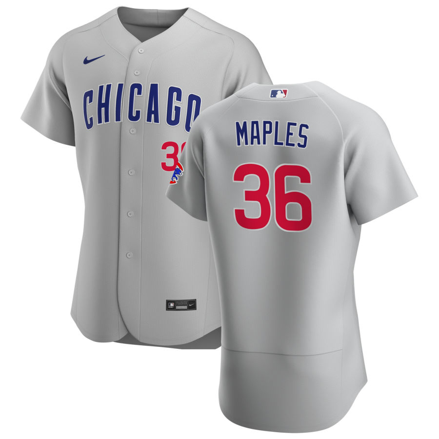 Men Chicago Cubs 36 Dillon Maples Men Nike Gray Road 2020 Flex Base Team Jersey