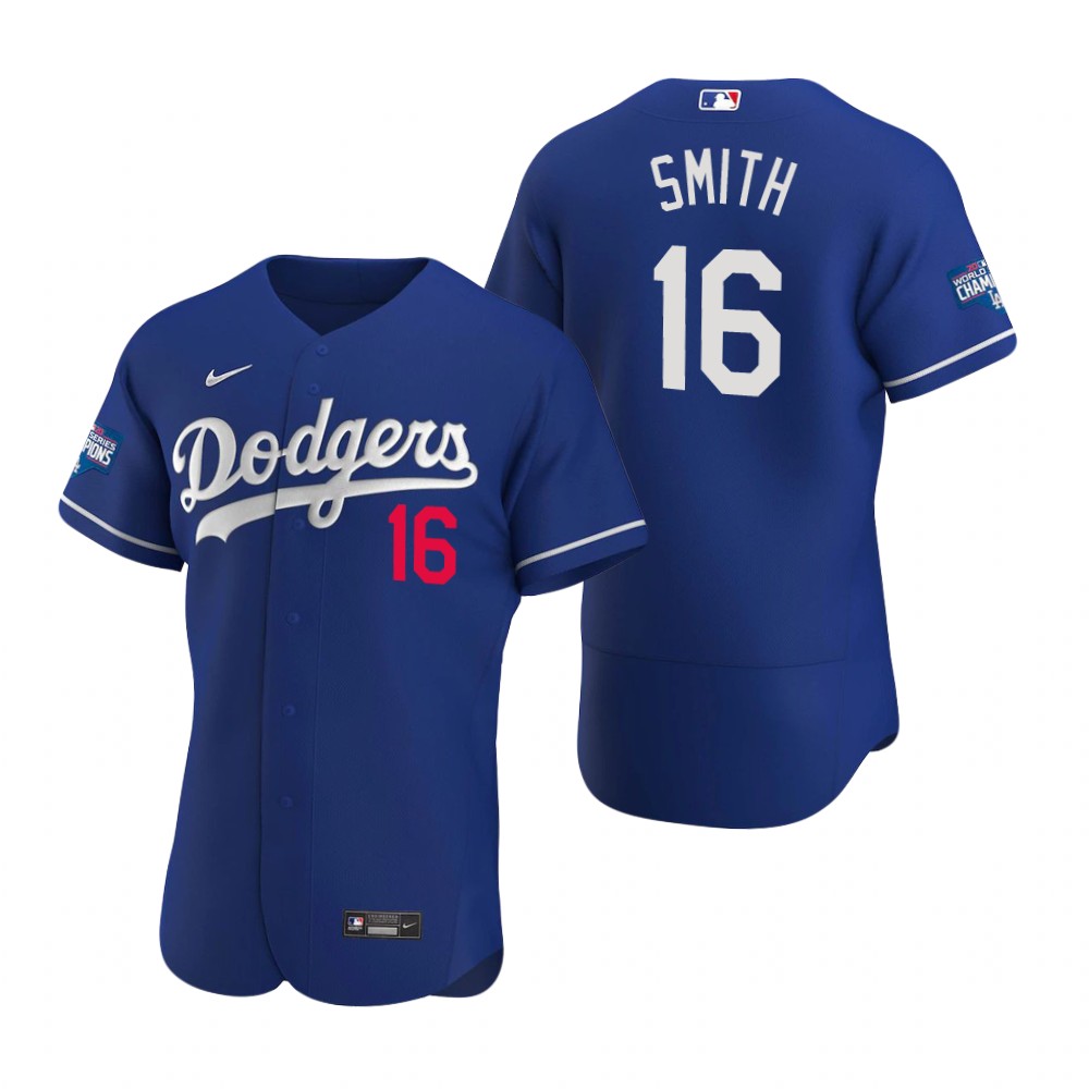 Men Los Angeles Dodgers Will Smith Royal 2020 World Series Champions Flex Base Jersey