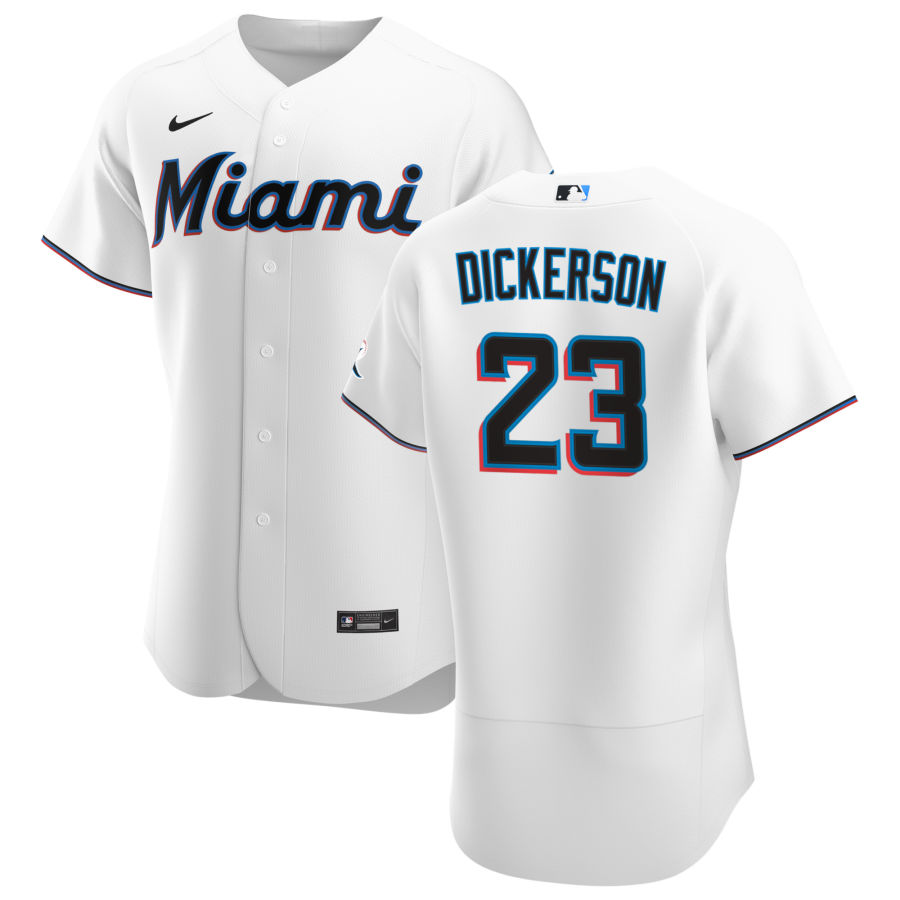 Men Miami Marlins 23 Corey Dickerson Men Nike White Home 2020 Flex Base Player MLB Jersey