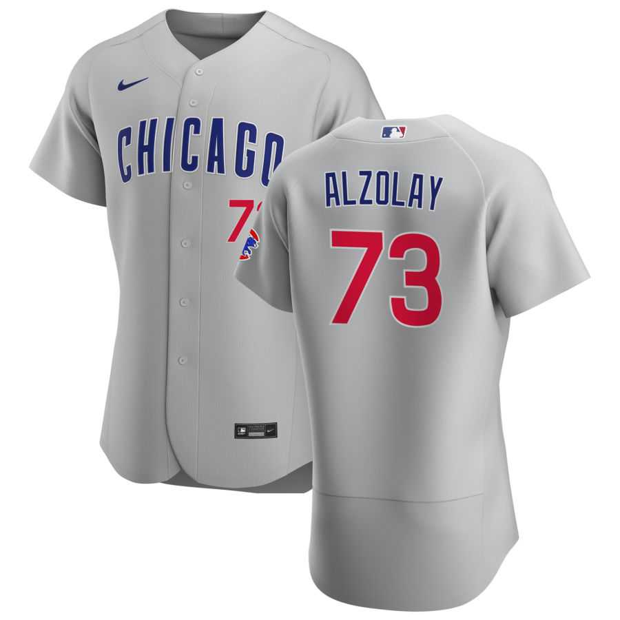 Men Chicago Cubs 73 Adbert Alzolay Men Nike Gray Road 2020 Flex Base Team Jersey