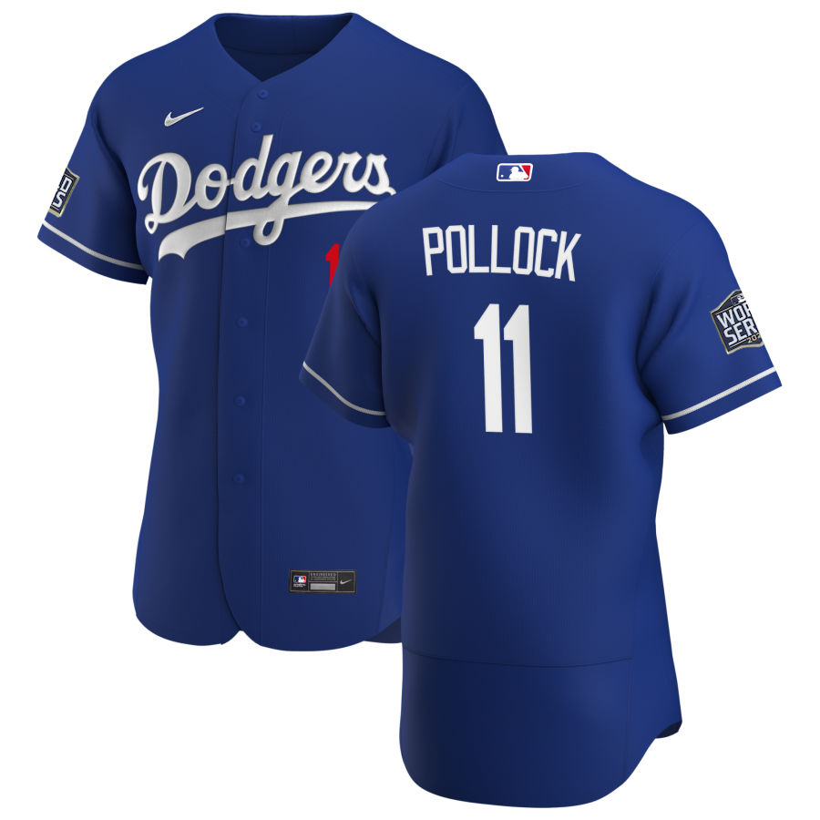 Men Los Angeles Dodgers 11 AJ Pollock Men Nike Royal Alternate 2020 World Series Bound Flex Base Pla