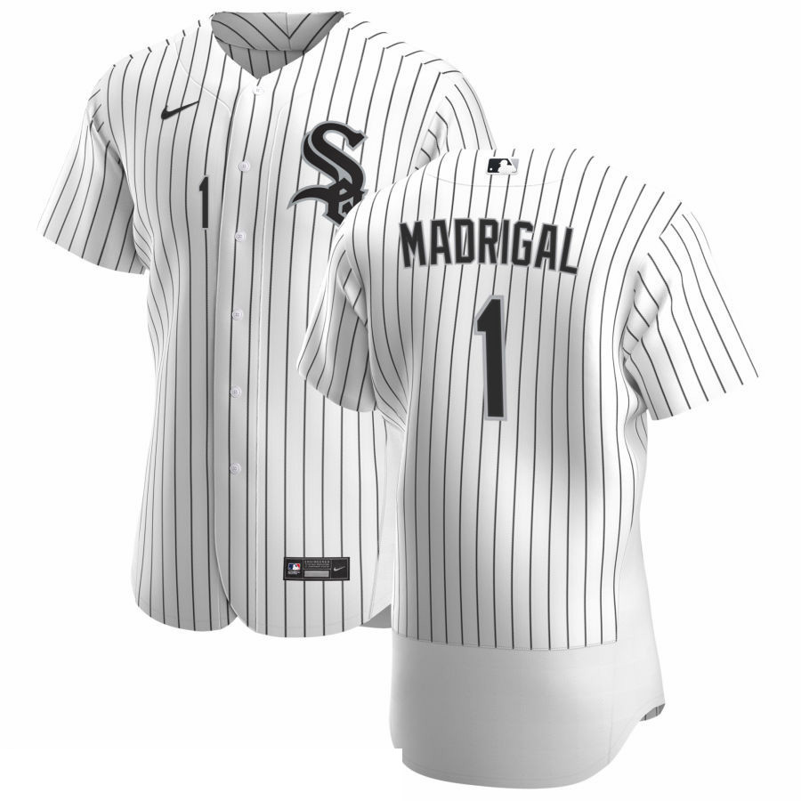 Men Chicago White Sox 1 Nick Madrigal Men Nike White Home 2020 Flex Base Player MLB Jersey