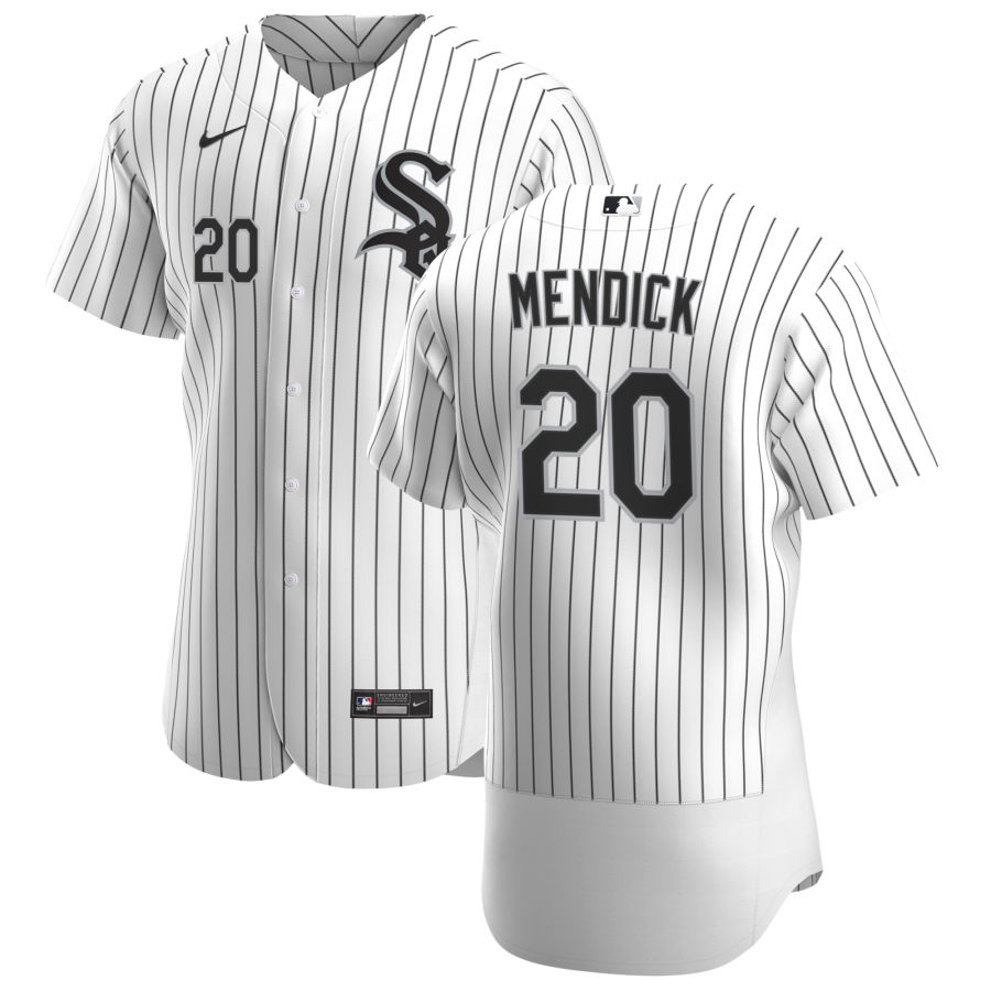 Men Chicago White Sox 20 Danny Mendick Men Nike White Home 2020 Flex Base Player MLB Jersey