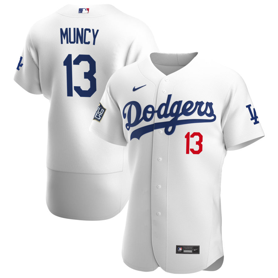 Men Los Angeles Dodgers 13 Max Muncy Men Nike White Home 2020 World Series Bound Flex Base Player ML