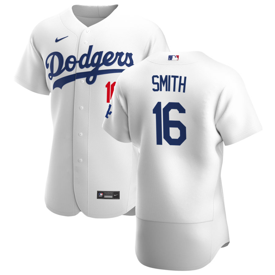 Men Los Angeles Dodgers 16 Will Smith Men Nike White Home 2020 Flex Base Player MLB Jersey