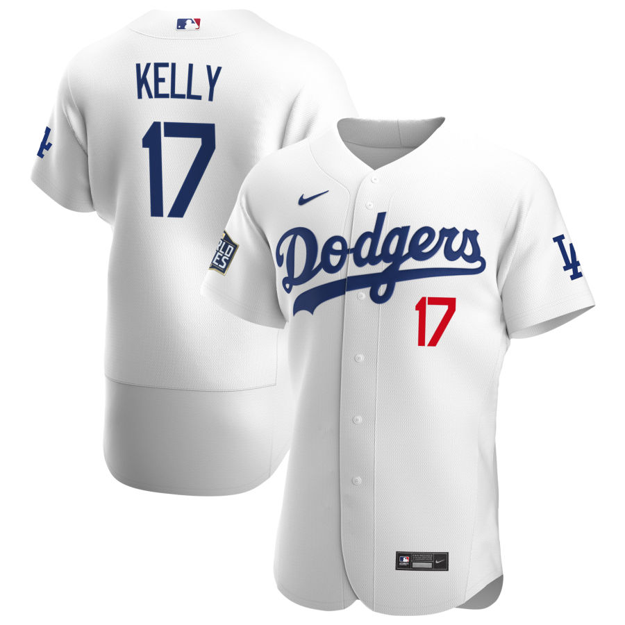 Men Los Angeles Dodgers 17 Joe Kelly Men Nike White Home 2020 World Series Bound Flex Base Player ML