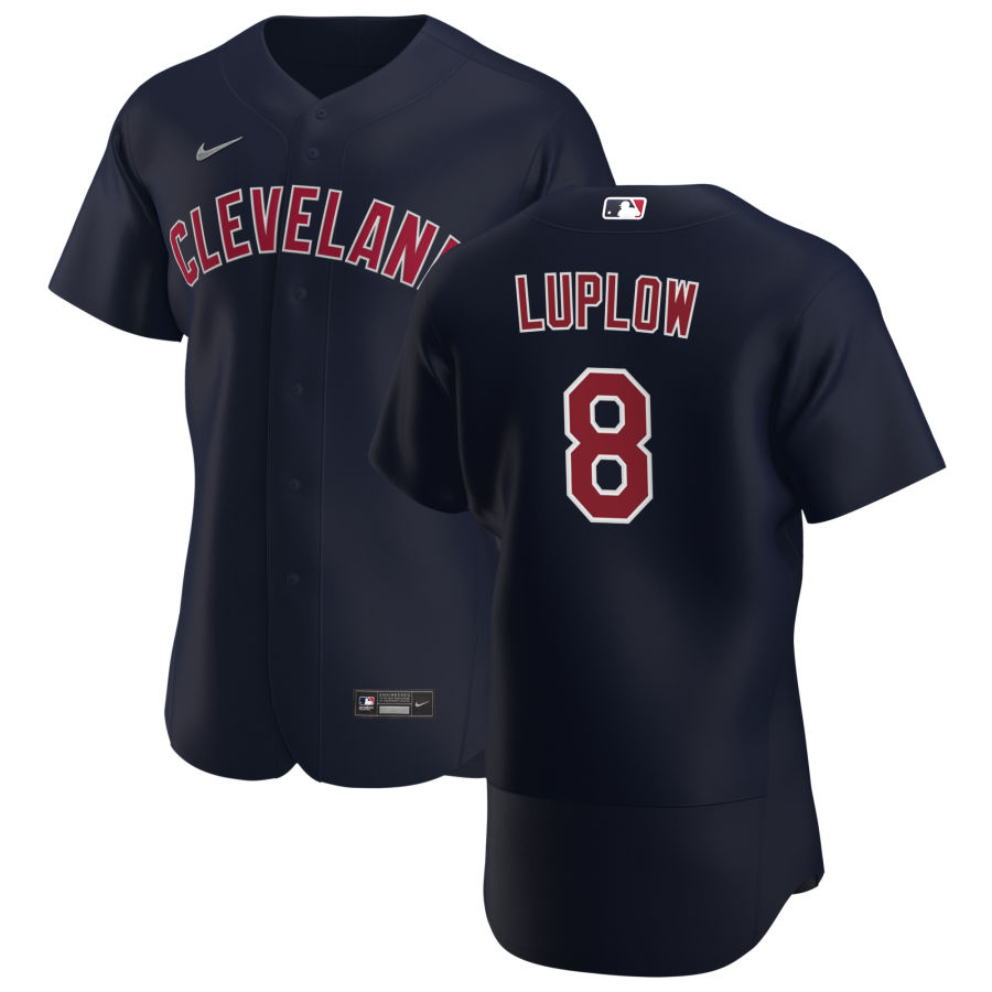 Men Cleveland Indians 8 Jordan Luplow Men Nike Navy Alternate 2020 Flex Base Player MLB Jersey