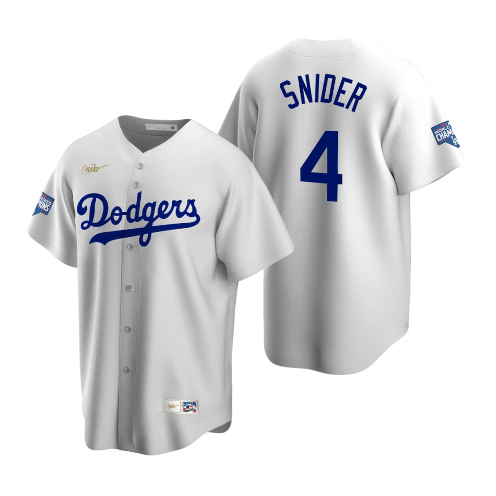 Men Brooklyn Los Angeles Dodgers 4 Duke Snider White 2020 World Series Champions Cooperstown Collect