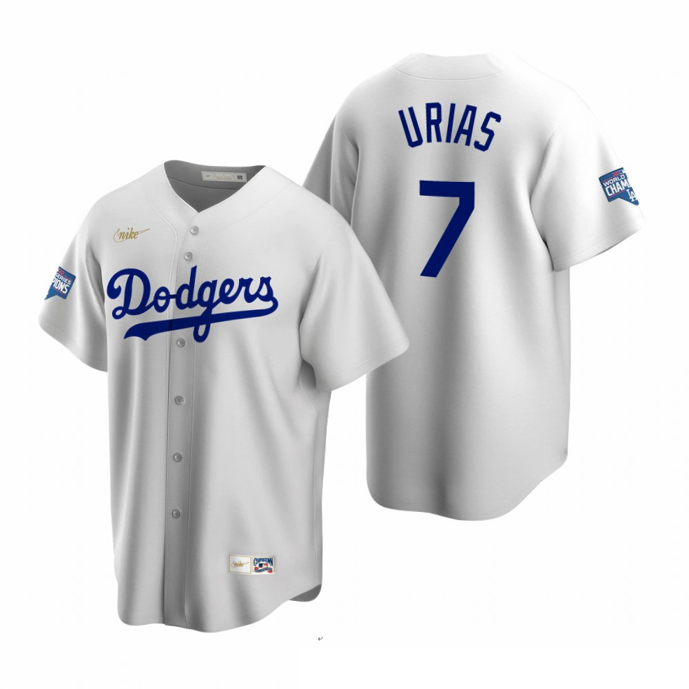 Men Brooklyn Los Angeles Dodgers 7 Julio Urias White 2020 World Series Champions Cooperstown Collect