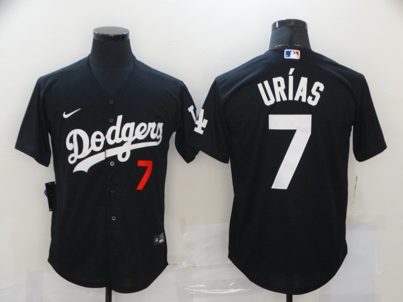 Men Los Angeles Dodgers 7 Julio Urias Black 2020 Nike Cool Base Jersey