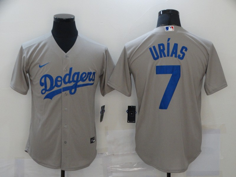 Men Los Angeles Dodgers 7 Julio Urias Gray 2020 Nike Cool Base Jersey