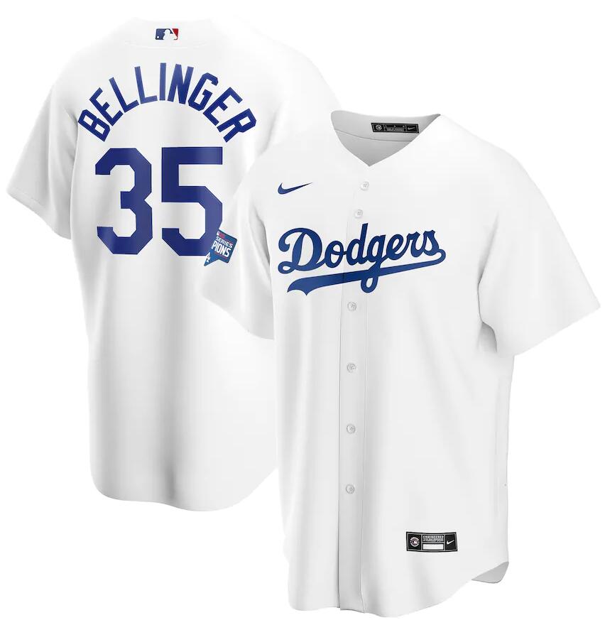 Men Los Angeles Dodgers 35 Cody Bellinger White Nike 2020 World Series Champions Cool Base Jersey