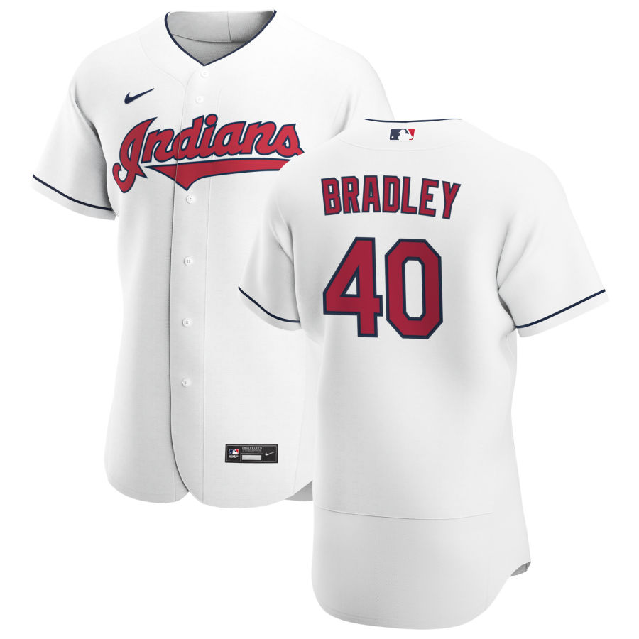 Men Cleveland Indians 40 Bobby Bradley Men Nike White Home 2020 Flex Base Team MLB Jersey