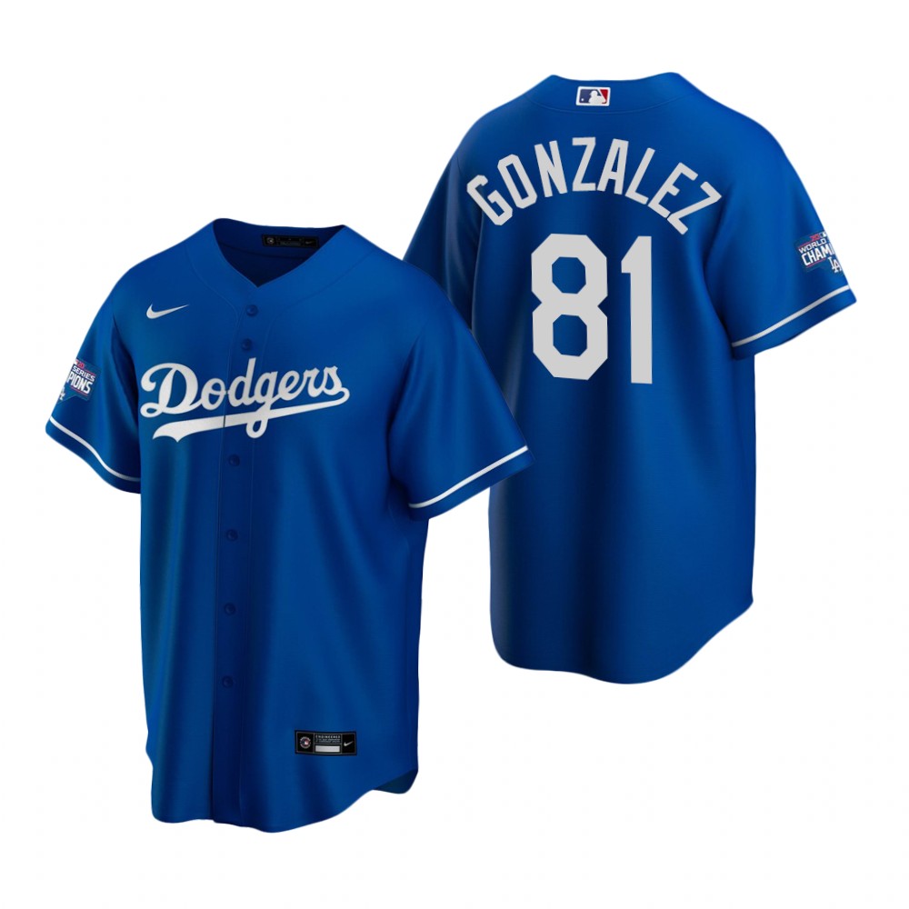 Men Los Angeles Dodgers 81 Victor Gonzalez Royal 2020 World Seri