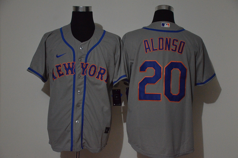 Men New York Mets 20 Pete Alonso Gray 2020 Nike Cool Base Jersey