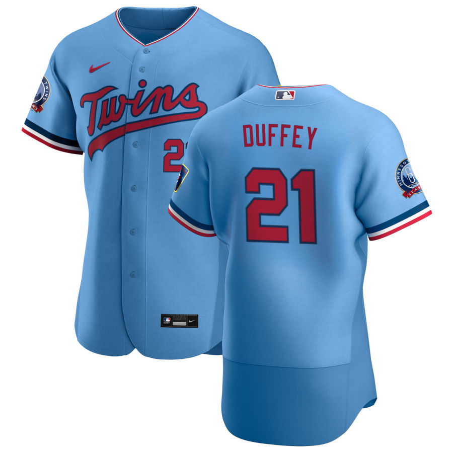 Men Minnesota Twins 21 Tyler Duffey Men Nike Light Blue Alternate 2020 60th Season Flex Base Team ML