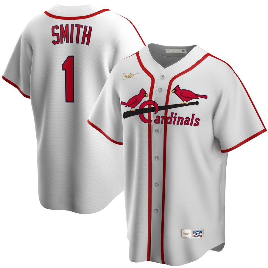 Men St  Louis St.Louis Cardinals 1 Ozzie Smith Nike Home Cooperstown Collection Player MLB Jersey Wh