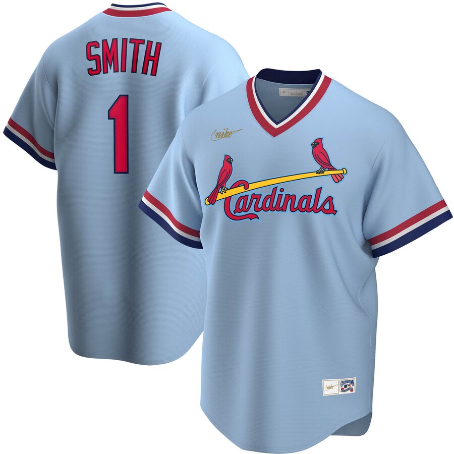 Men St  Louis St.Louis Cardinals 1 Ozzie Smith Nike Road Cooperstown Collection Player MLB Jersey Li