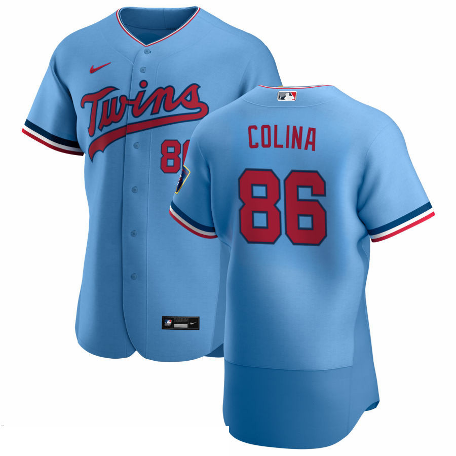 Minnesota Twins No86 Edwar Colina Men's Nike Light Blue Alternate 2020 Authentic Team MLB Jersey