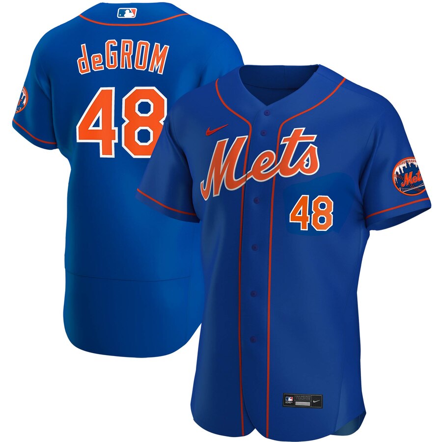 Men New York Mets 48 Jacob deGrom Men Nike Royal Alternate 2020 